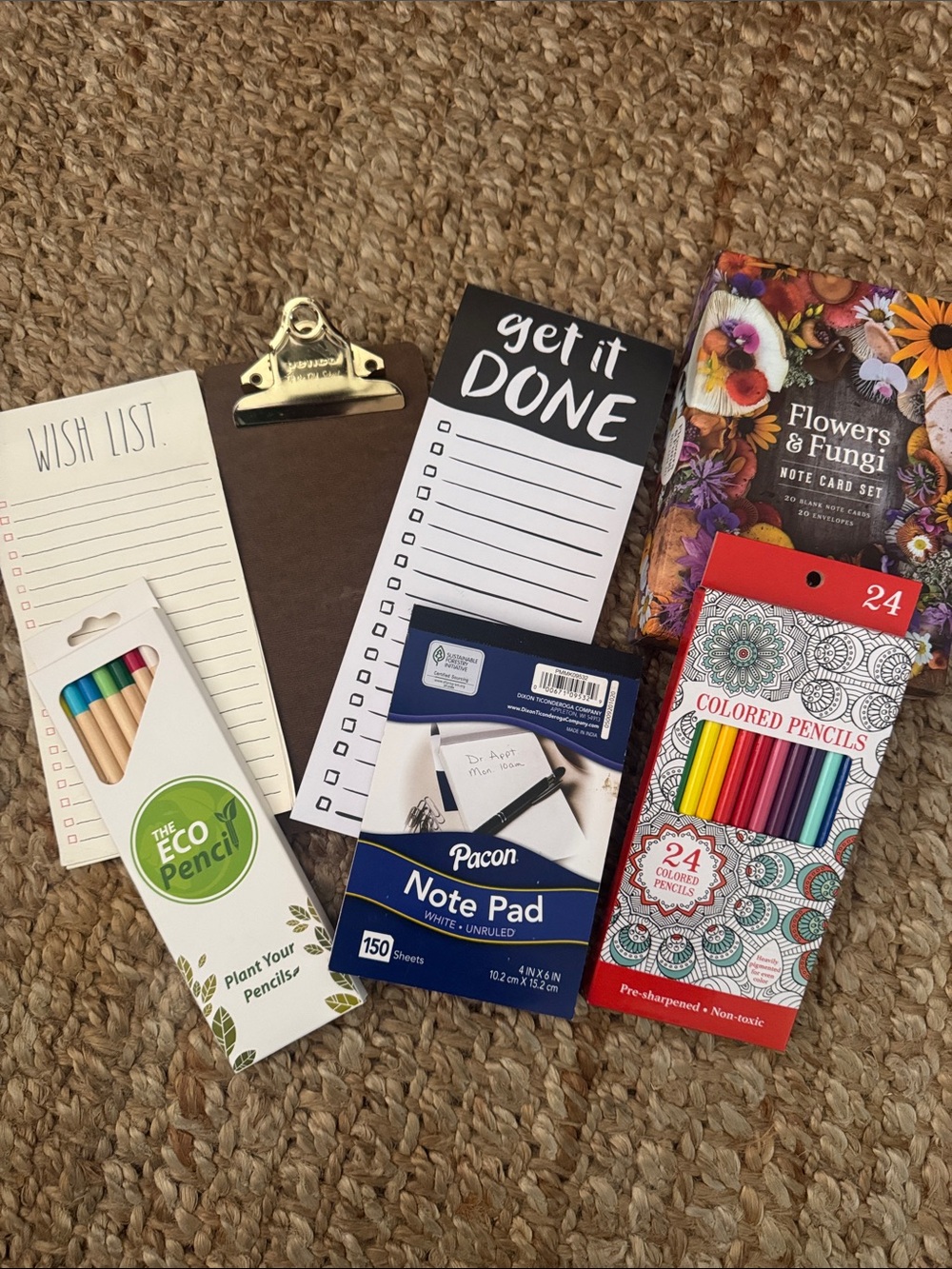 New Stationary note pads Mini Clipboard colored pencils bundle
